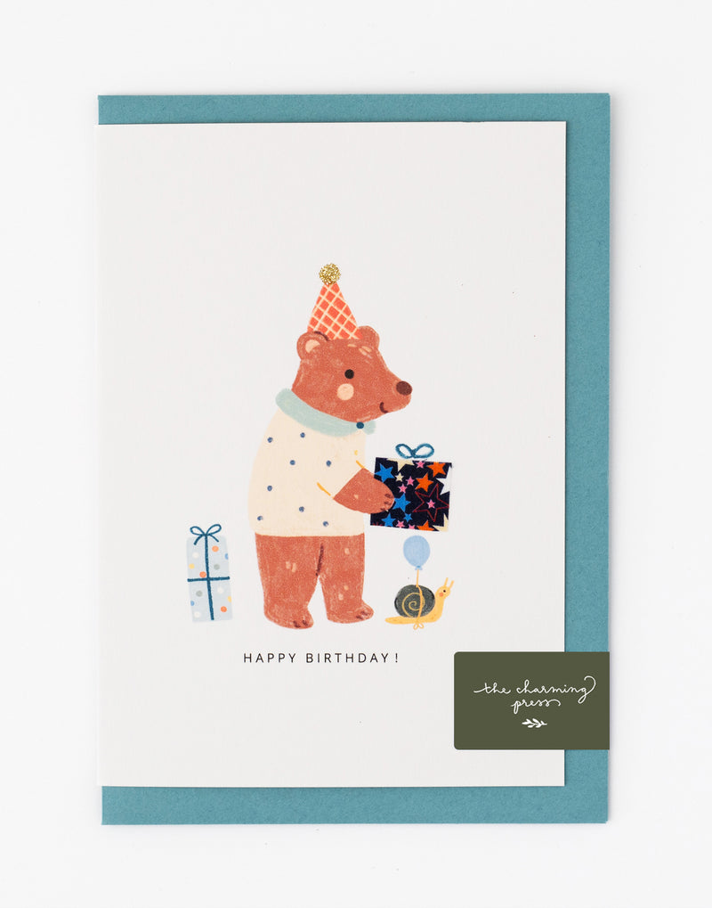 Bear Birthday Card - Liberty Adelajda's Wish Fabric