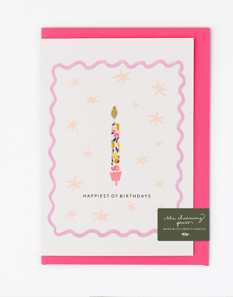 Birthday Candle Card - Liberty Wiltshire Bud Fabric