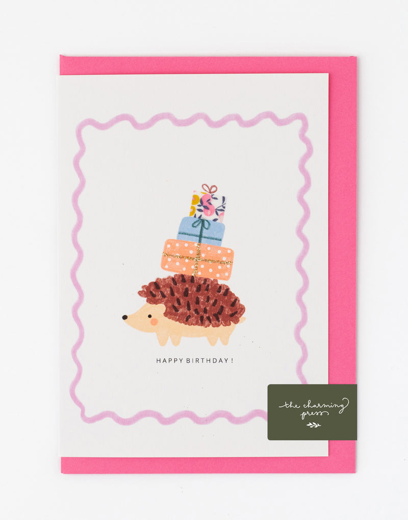 Pack of 6 Hedgehog Birthday Cards - Liberty Wiltshire Bud Fabric