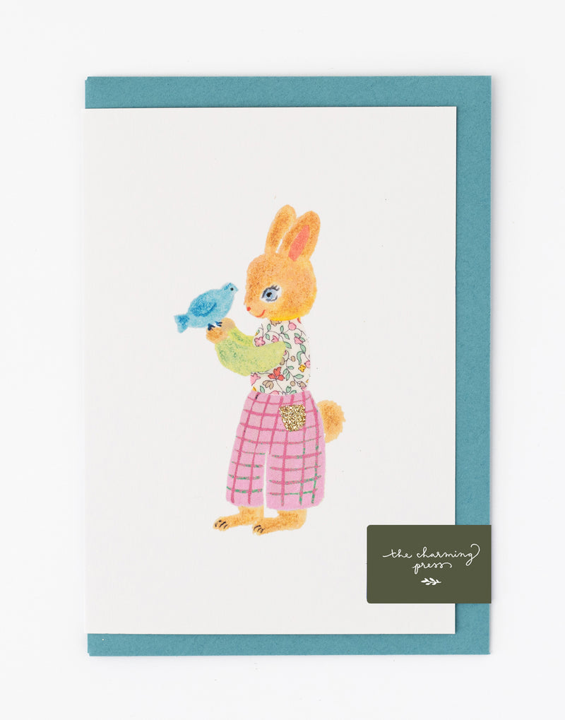 Pack of 6 Rabbit Cards - Liberty Katie & Millie Fabric