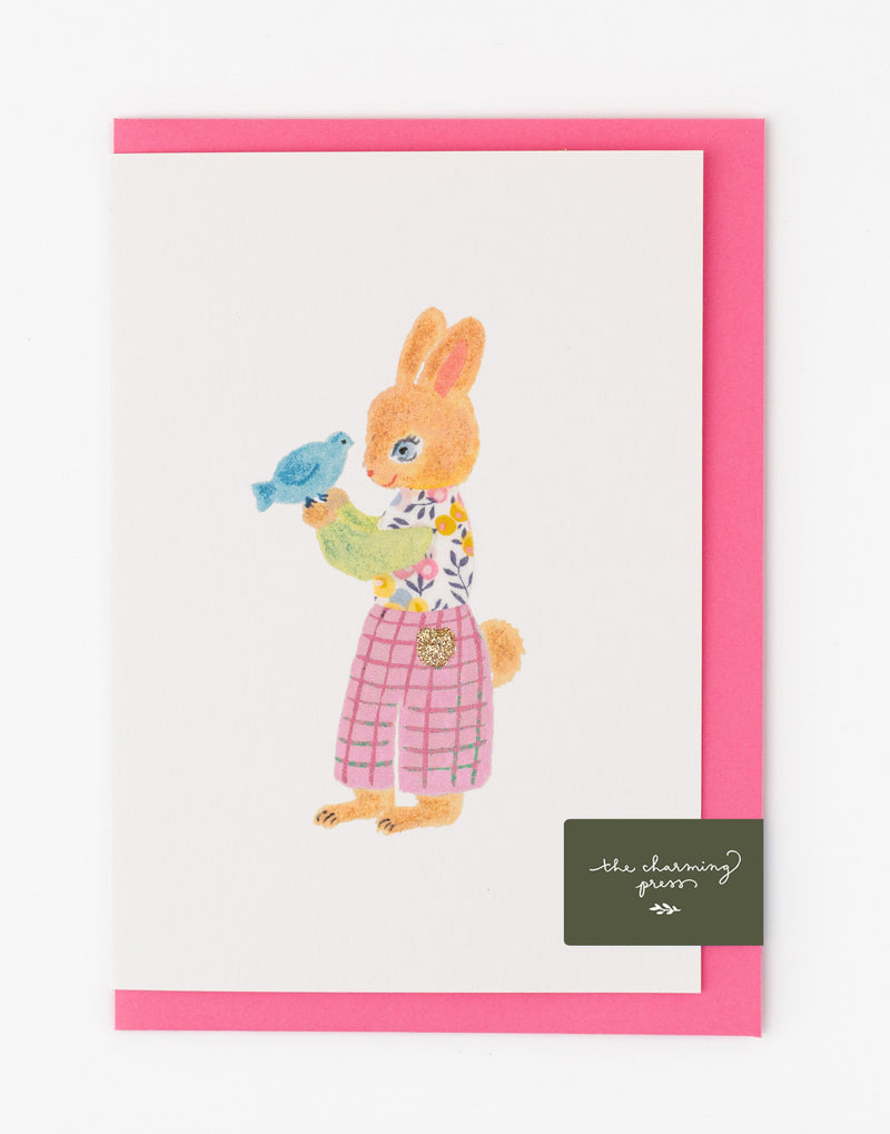 Rabbit Card - Liberty Wiltshire Bud Fabric