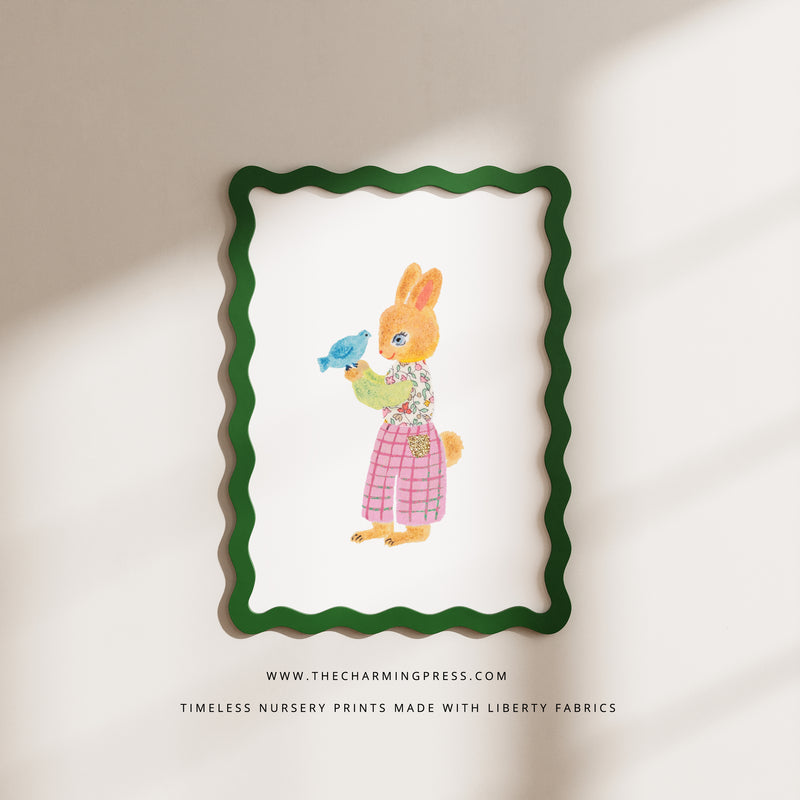 RABBIT NURSERY ART - MADE WITH LIBERTY FABRICS