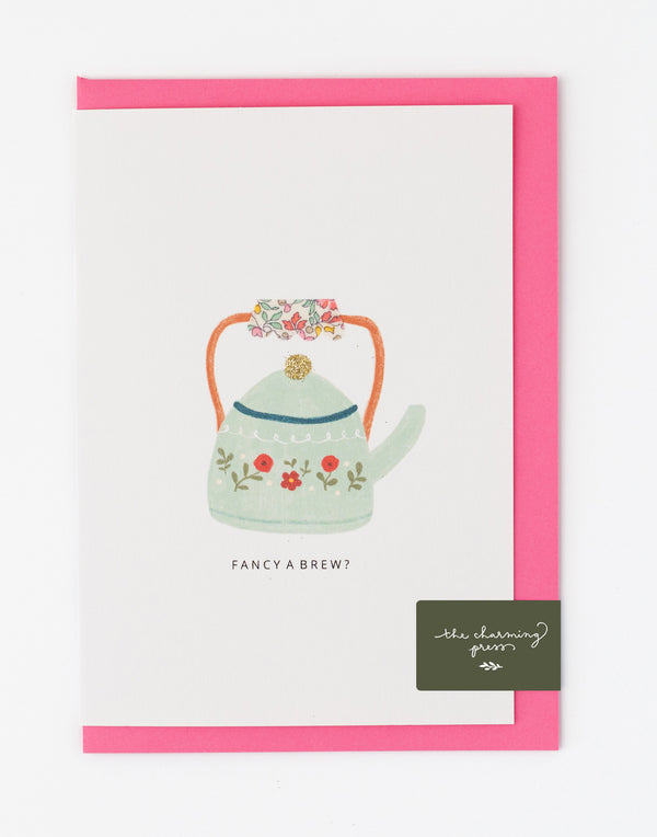 Teapot Card - Liberty Katie & Millie Fabric