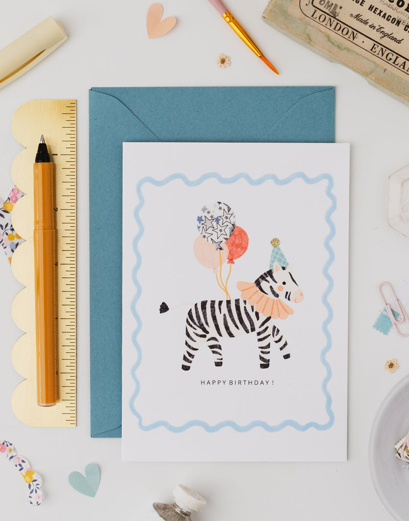 Liberty Zebra Birthday Card - Adelajda's Wish
