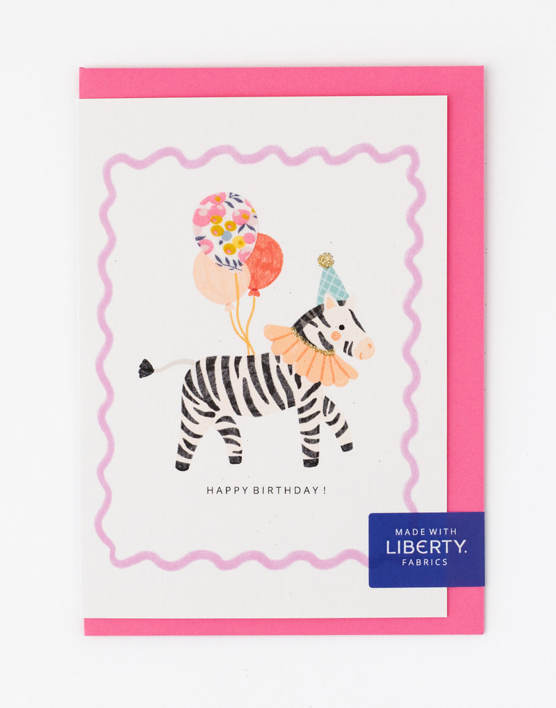 Pack of 6 Liberty Zebra Birthday Card - Wiltshire Bud
